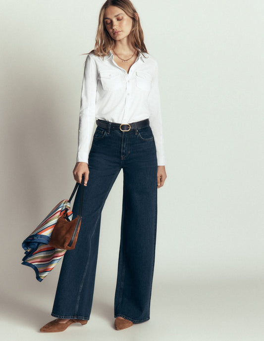Seam Detail Jersey Shirt-White