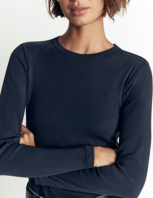 Annie Essential Crew Neck Top-NAVY