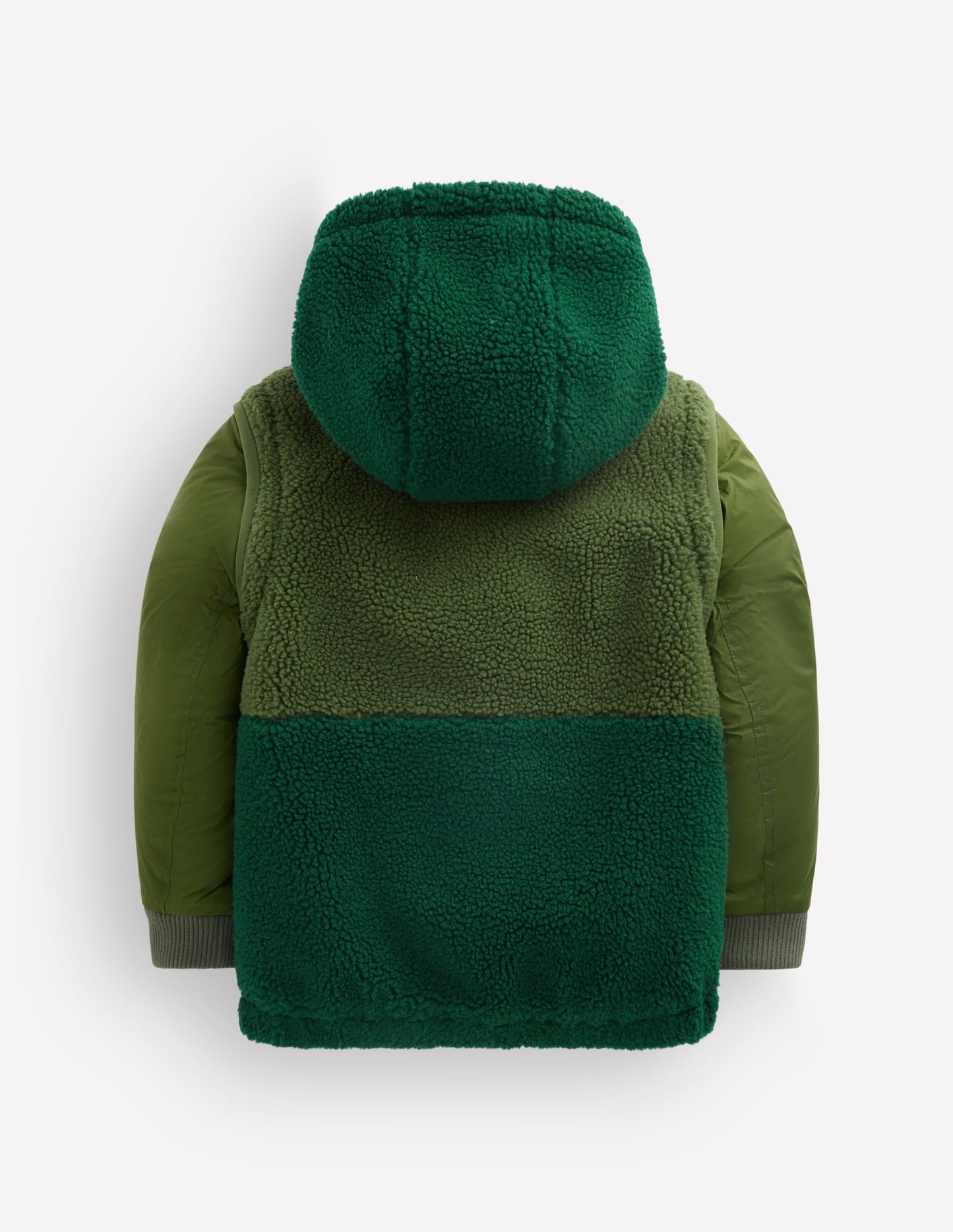 2-in-1 Borg Mix Panel Jacket-Khaki