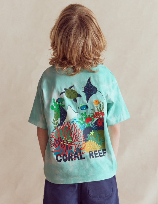 Front & Back Printed T-shirt-Tie Dye Coral Reef