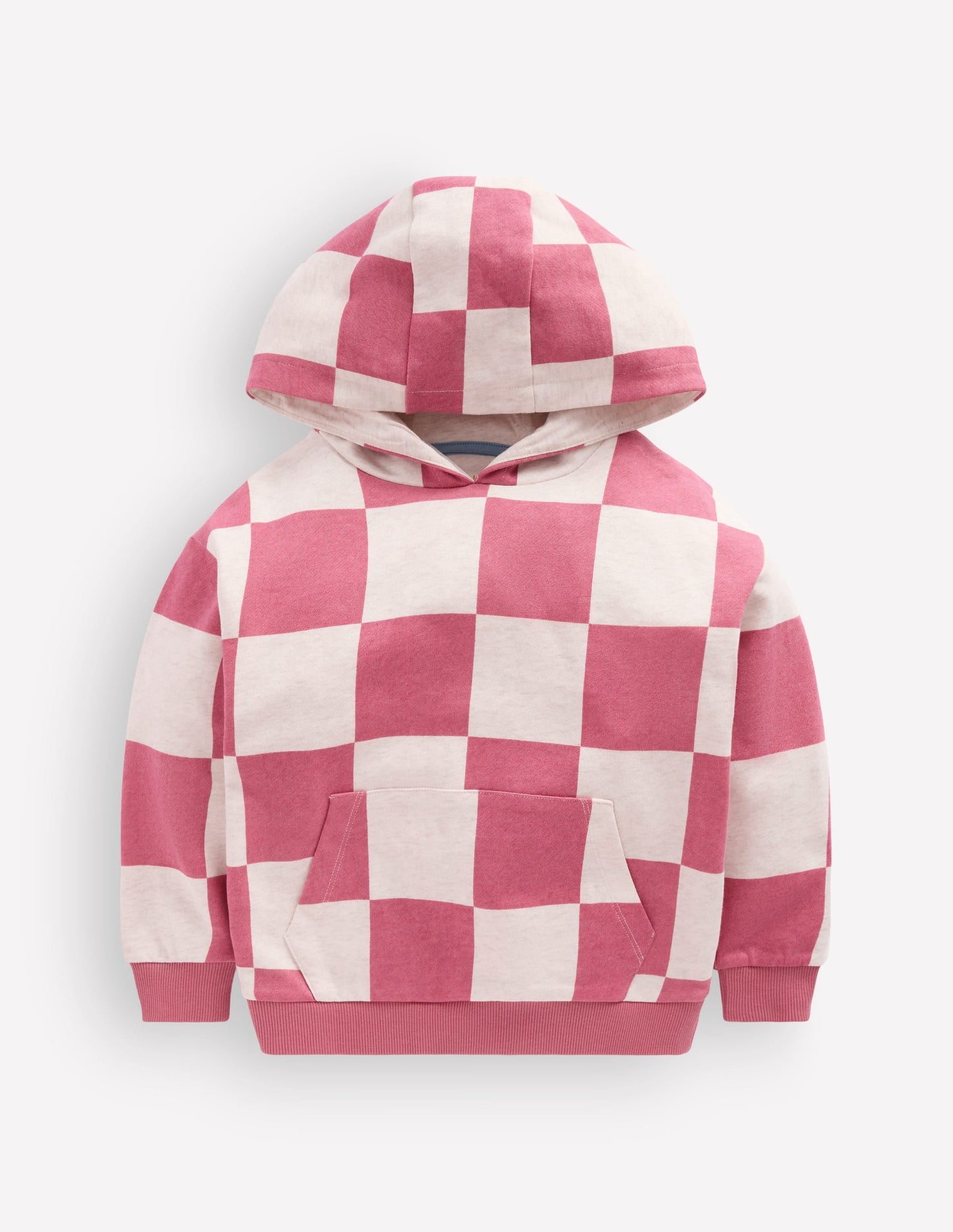 Fun Print Hoodie-Pink Checkerboard