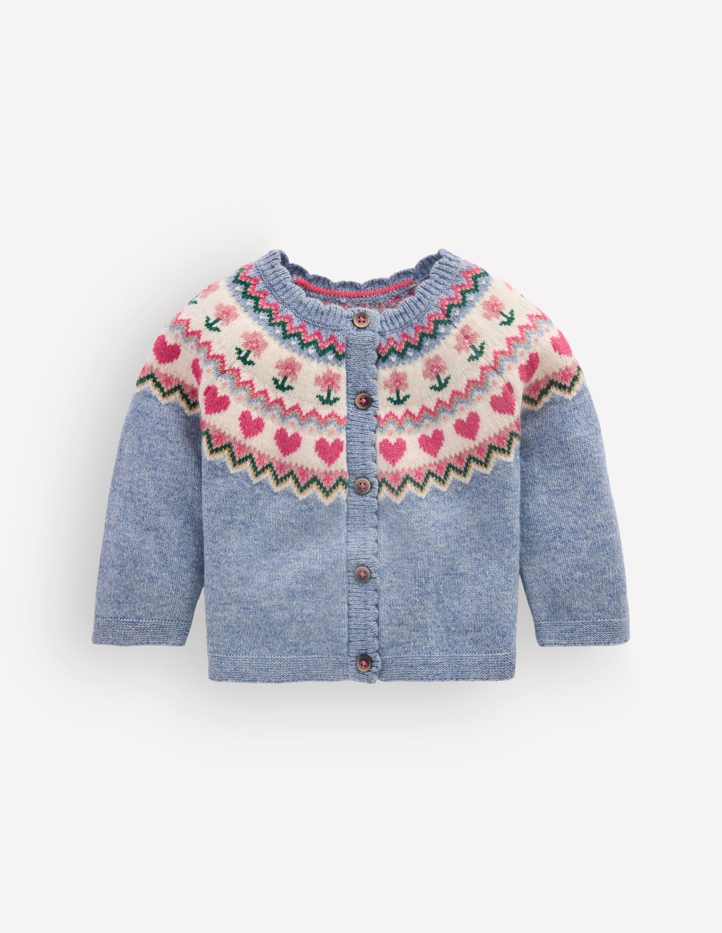 Fair Isle Cardigan-Glacier Blue Marl
