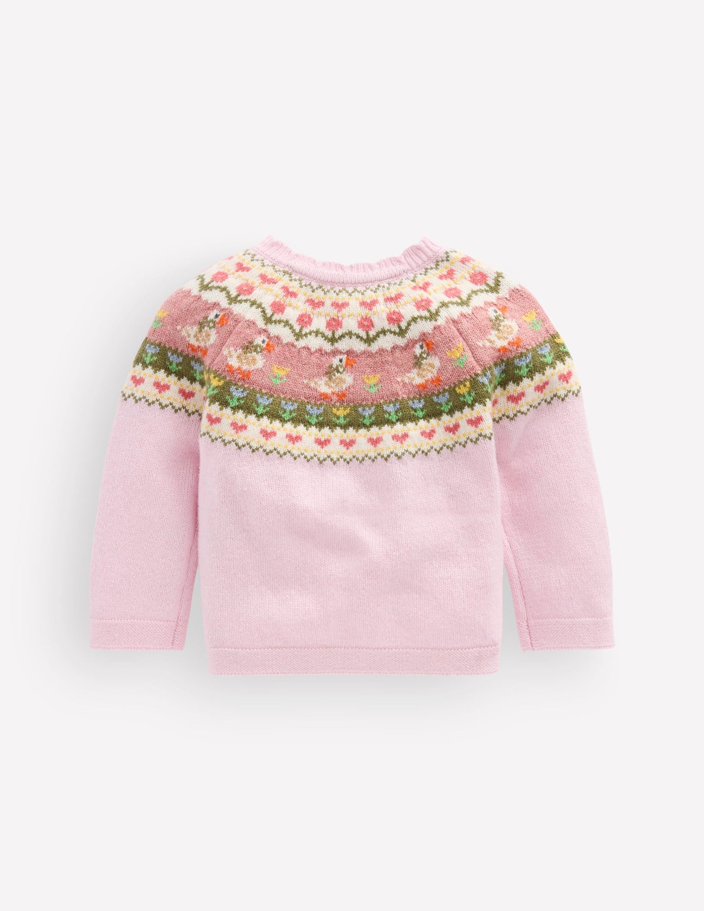 Fair Isle Cardigan-Chalk Pink Geese Fair Isle