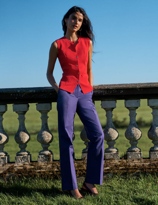 Canonbury Cotton Trousers-Deep Grape