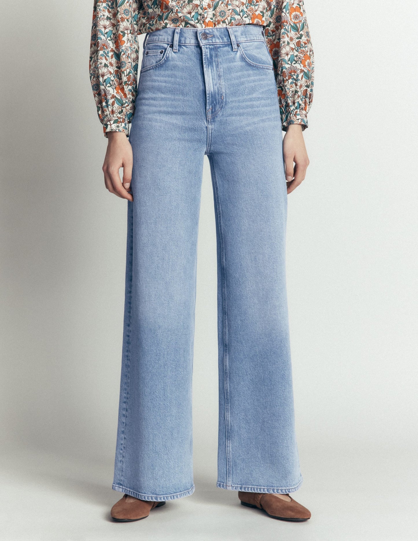 High Rise Wide Leg Jeans-Light Vintage