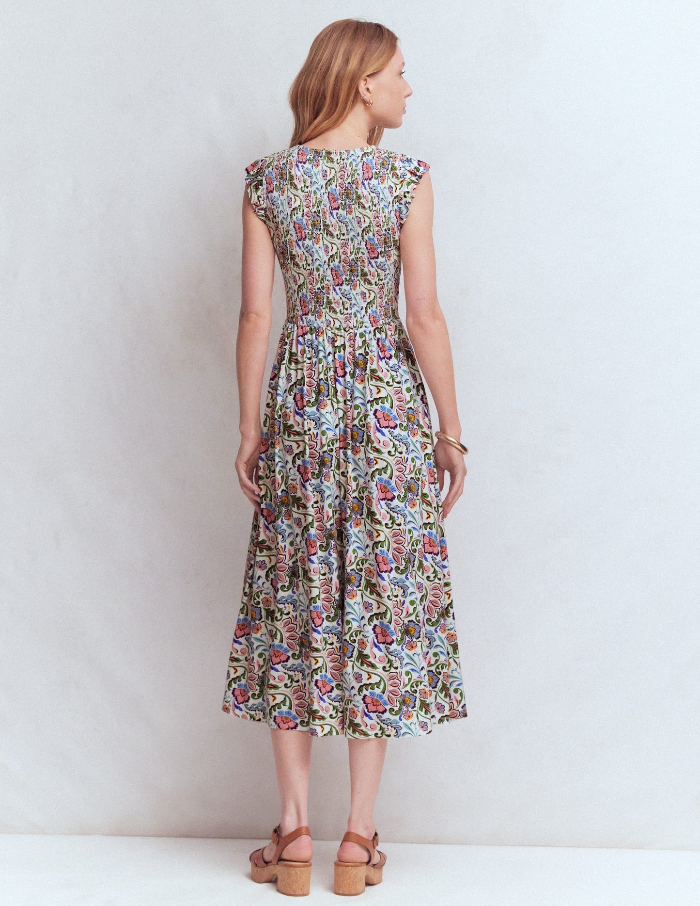 Smocked Jersey Midi Dress-Multi, Flourishing Meadow
