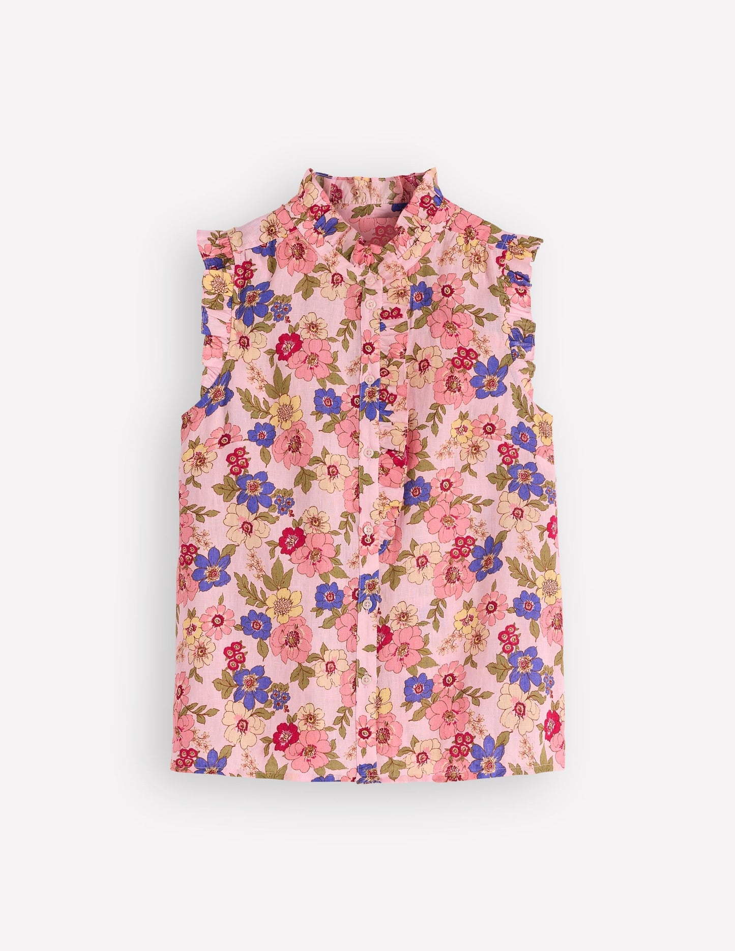 Isabel Sleeveless Linen Top-Blooming Pink, Blossomy Garden