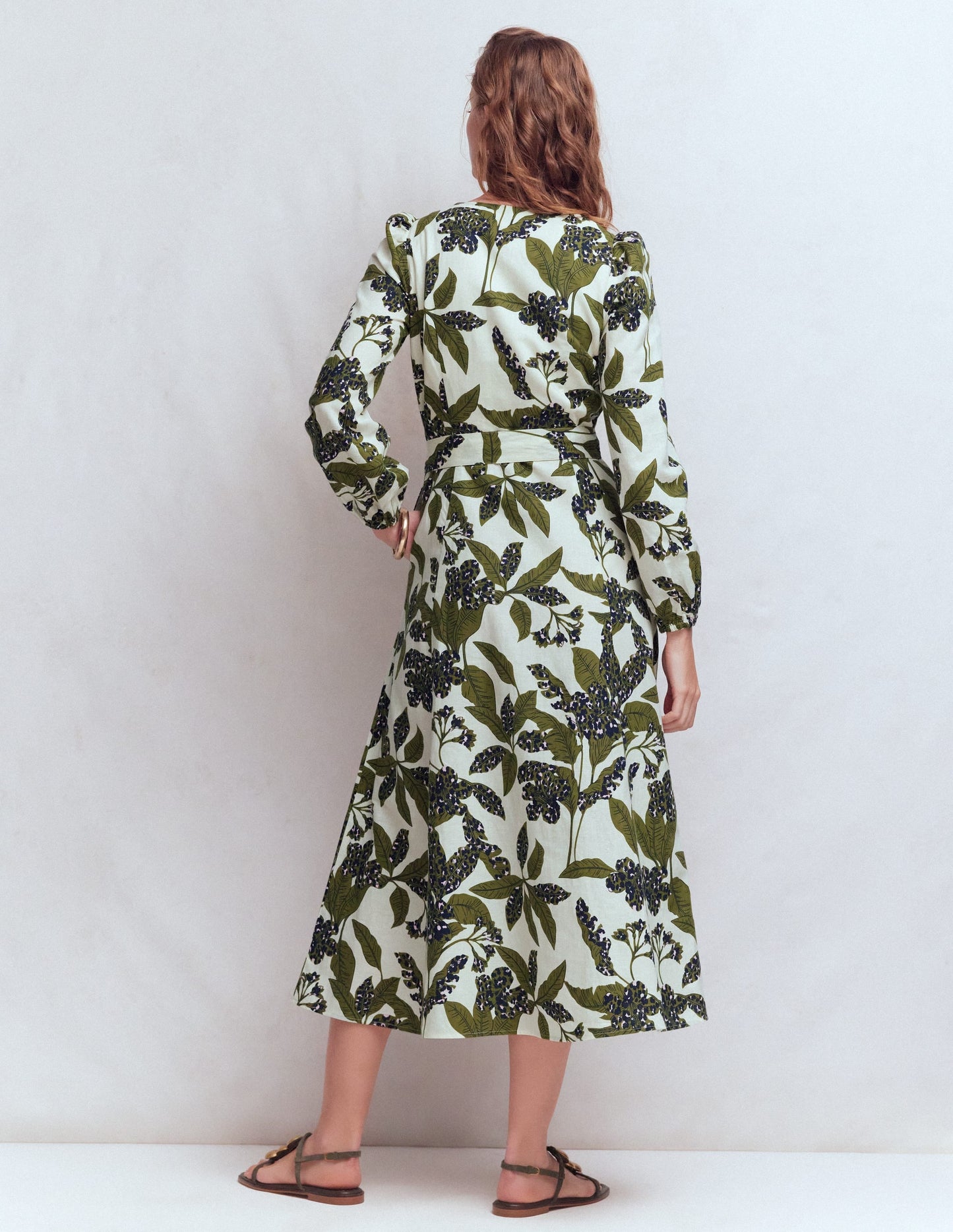 Florence Linen Blend Dress-Olive Leopard Flora