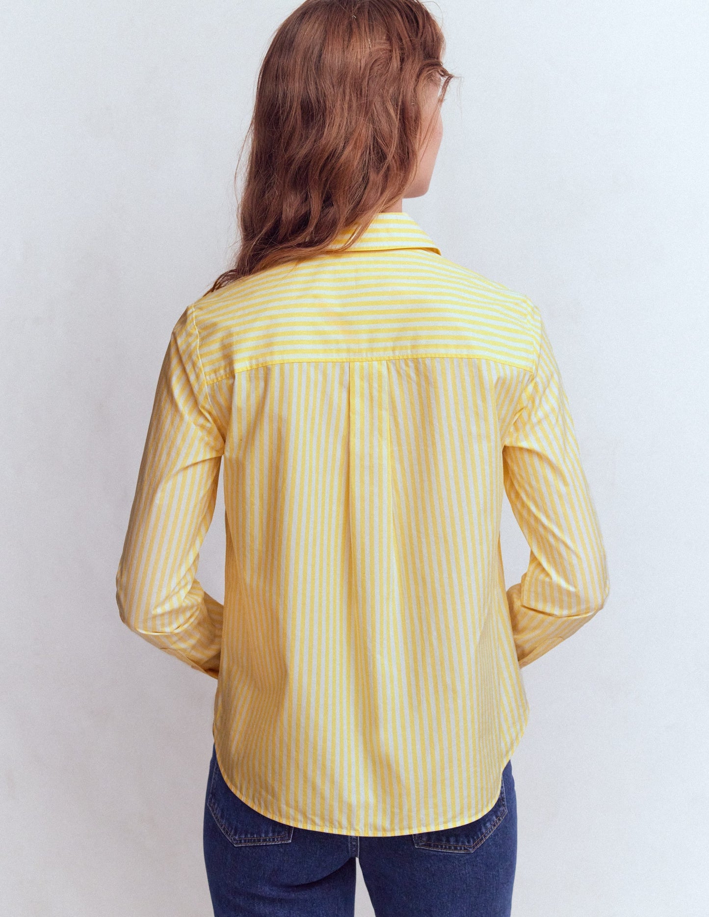 Sienna Cotton Shirt-Yellow Fine Stripe