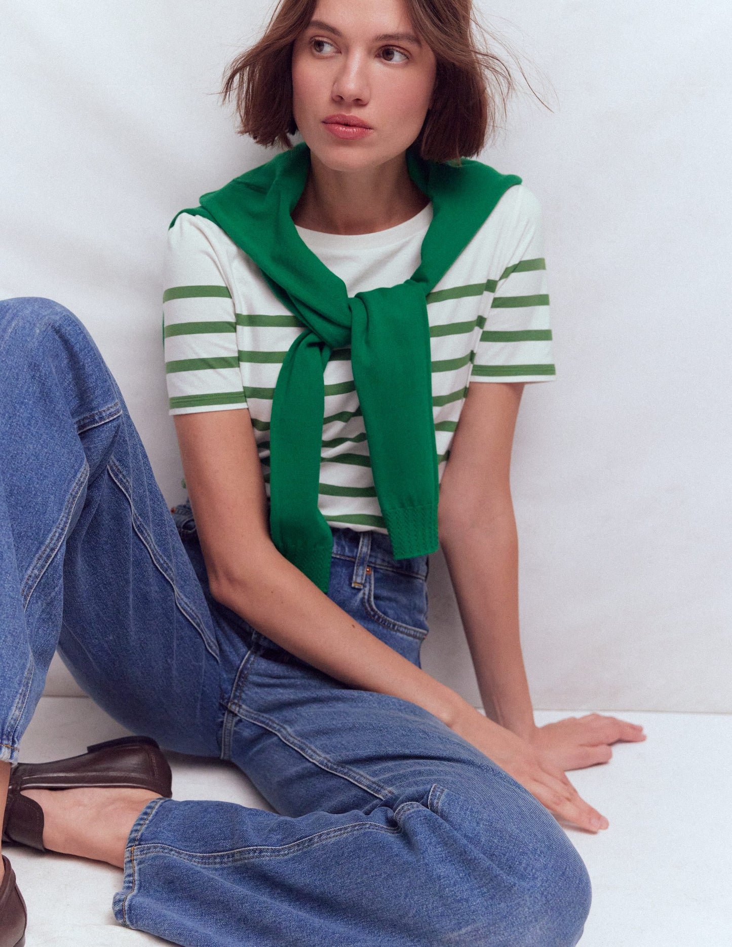 Olivia Short Sleeve Breton-Fairway and Ivory Stripe