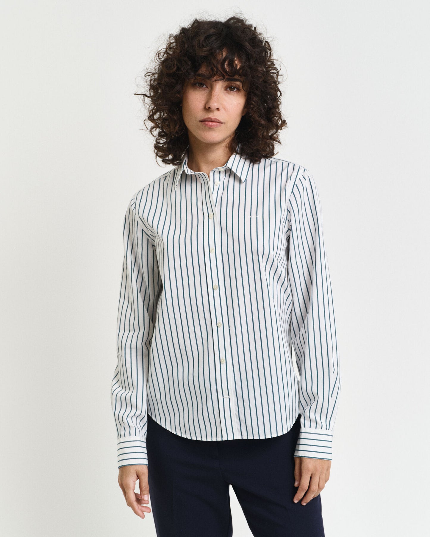 Chemise Popeline Classique Rayée Coupe Droite