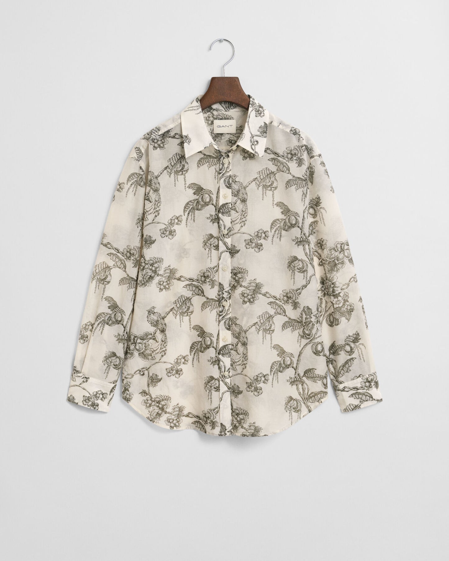 Chemise décontractée en coton et soie à imprimé arbres