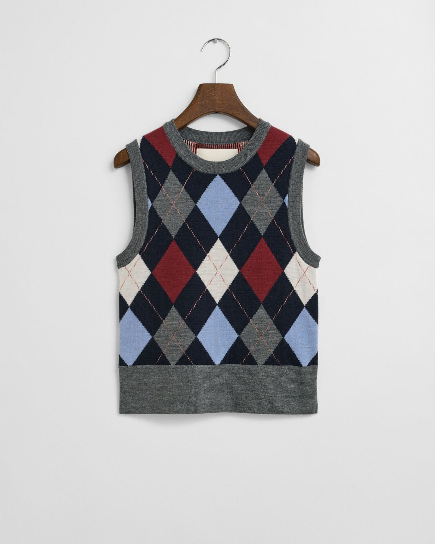 Gilet sans manches col rond en maille losanges