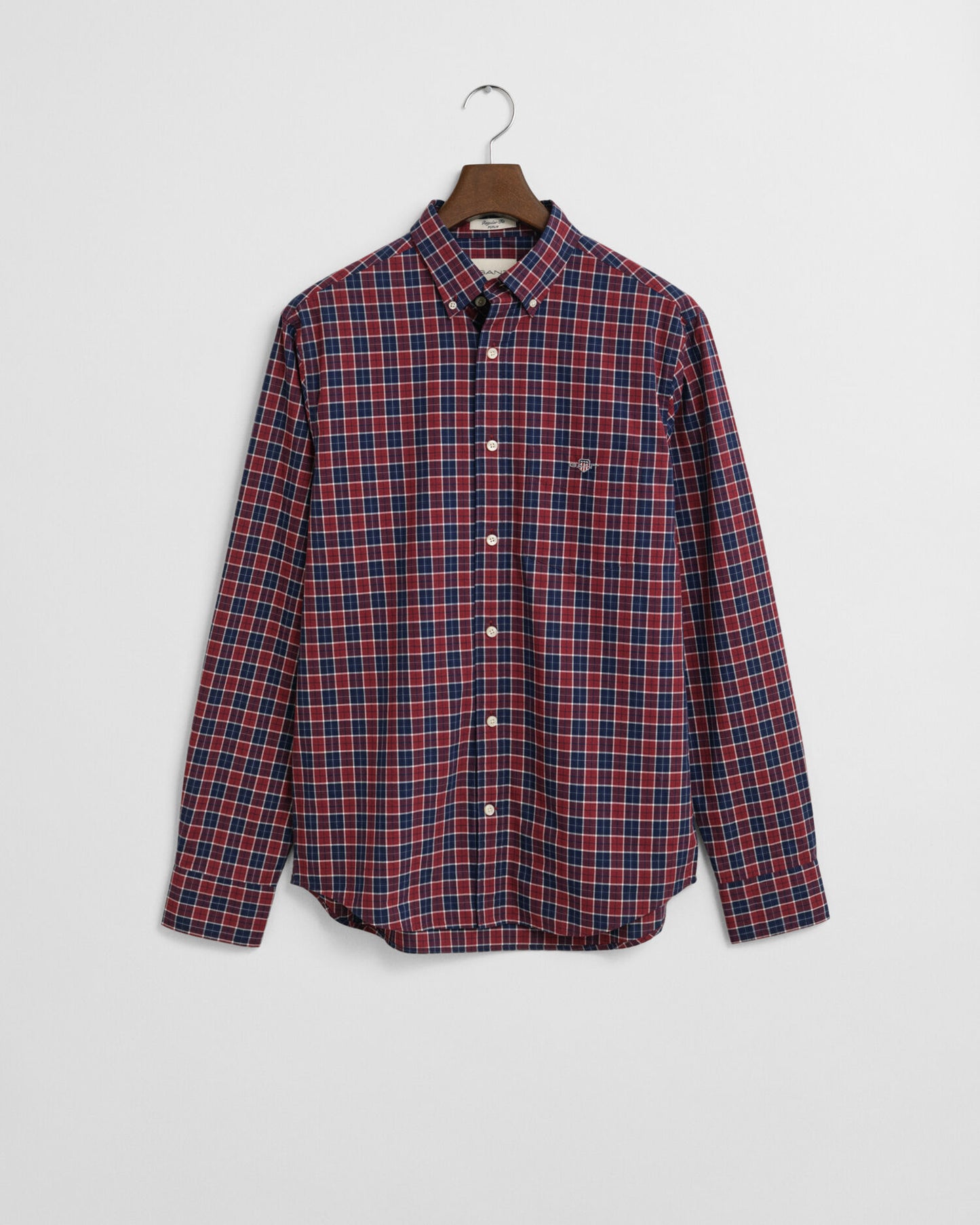 Chemise classique en popeline à carreaux coupe droite