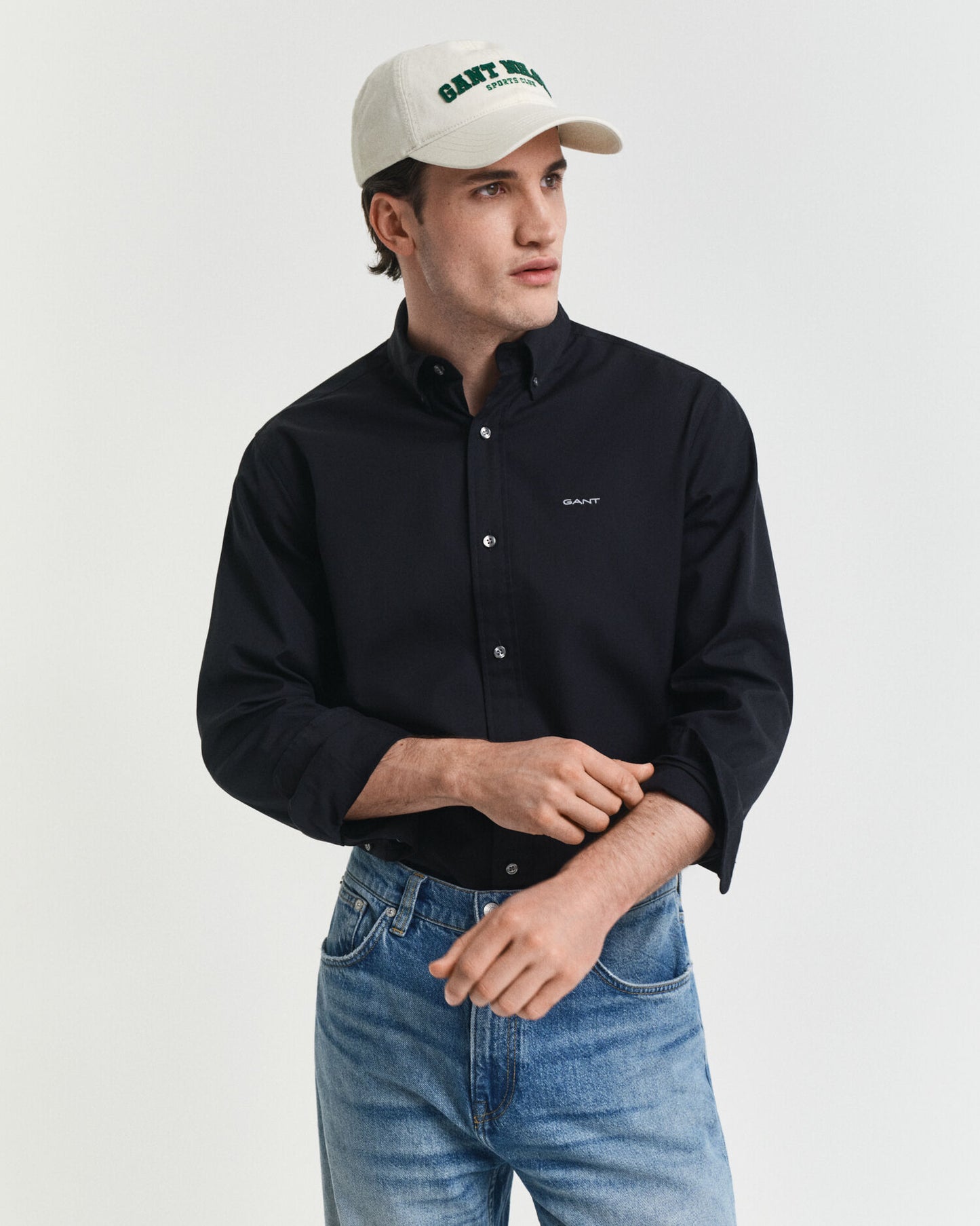 Chemise Oxford en point de croix coupe droite