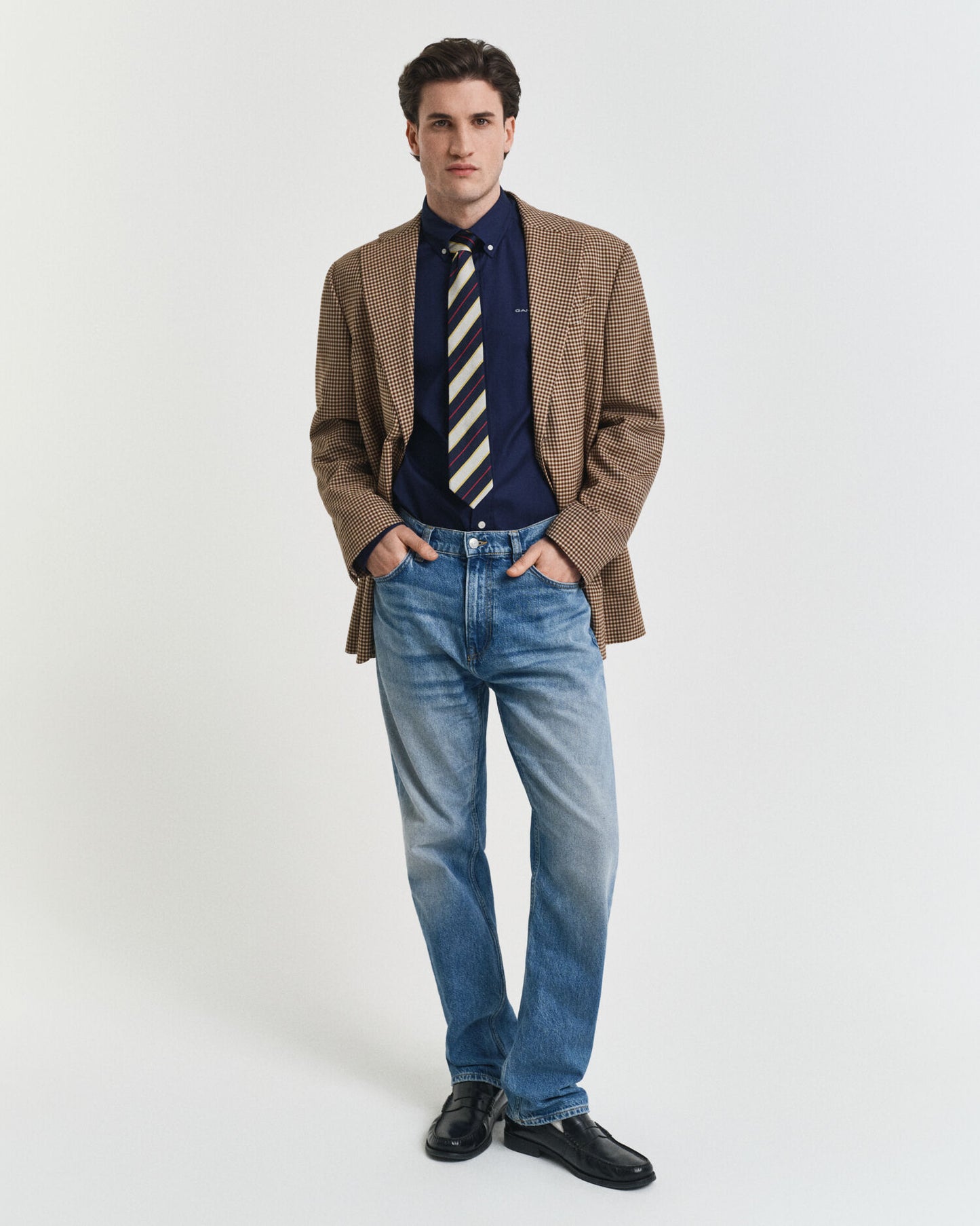 Chemise Oxford en point de croix coupe droite