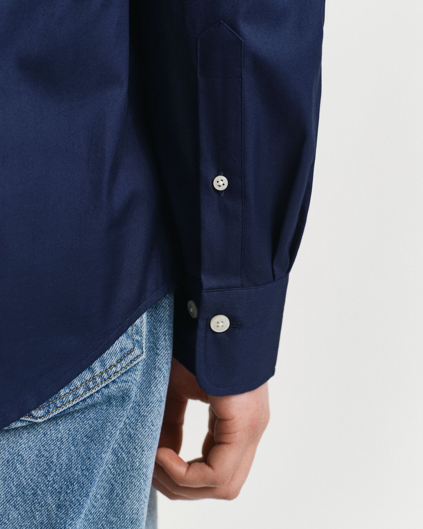 Chemise Oxford en point de croix coupe droite
