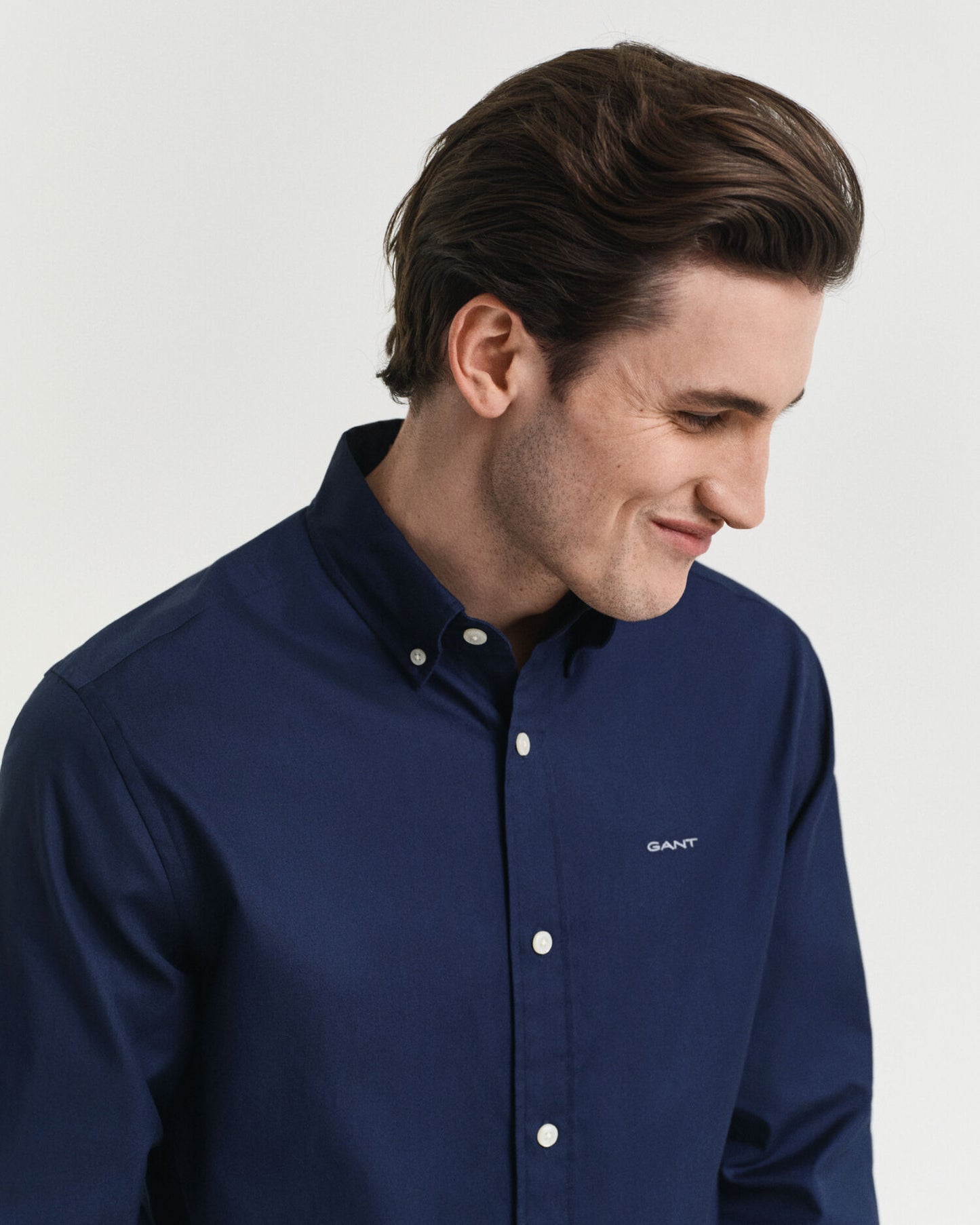 Chemise Oxford en point de croix coupe droite