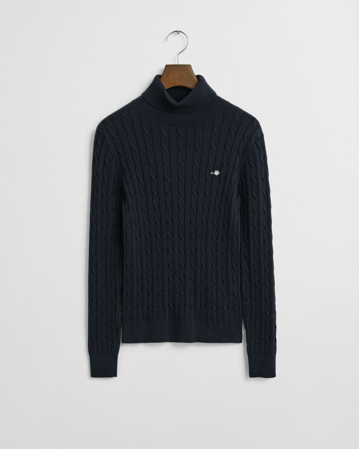 Pull à col roulé en maille torsadée de coton extensible