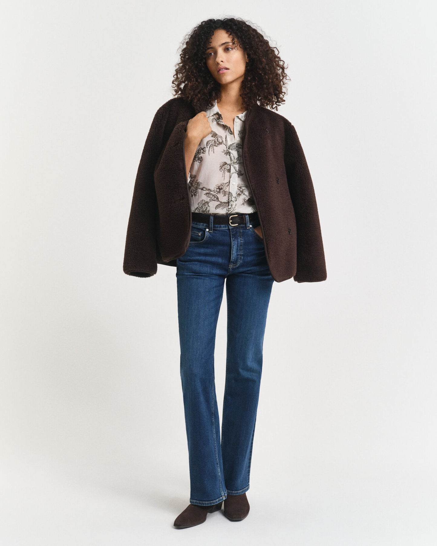 Chemise décontractée en coton et soie à imprimé arbres