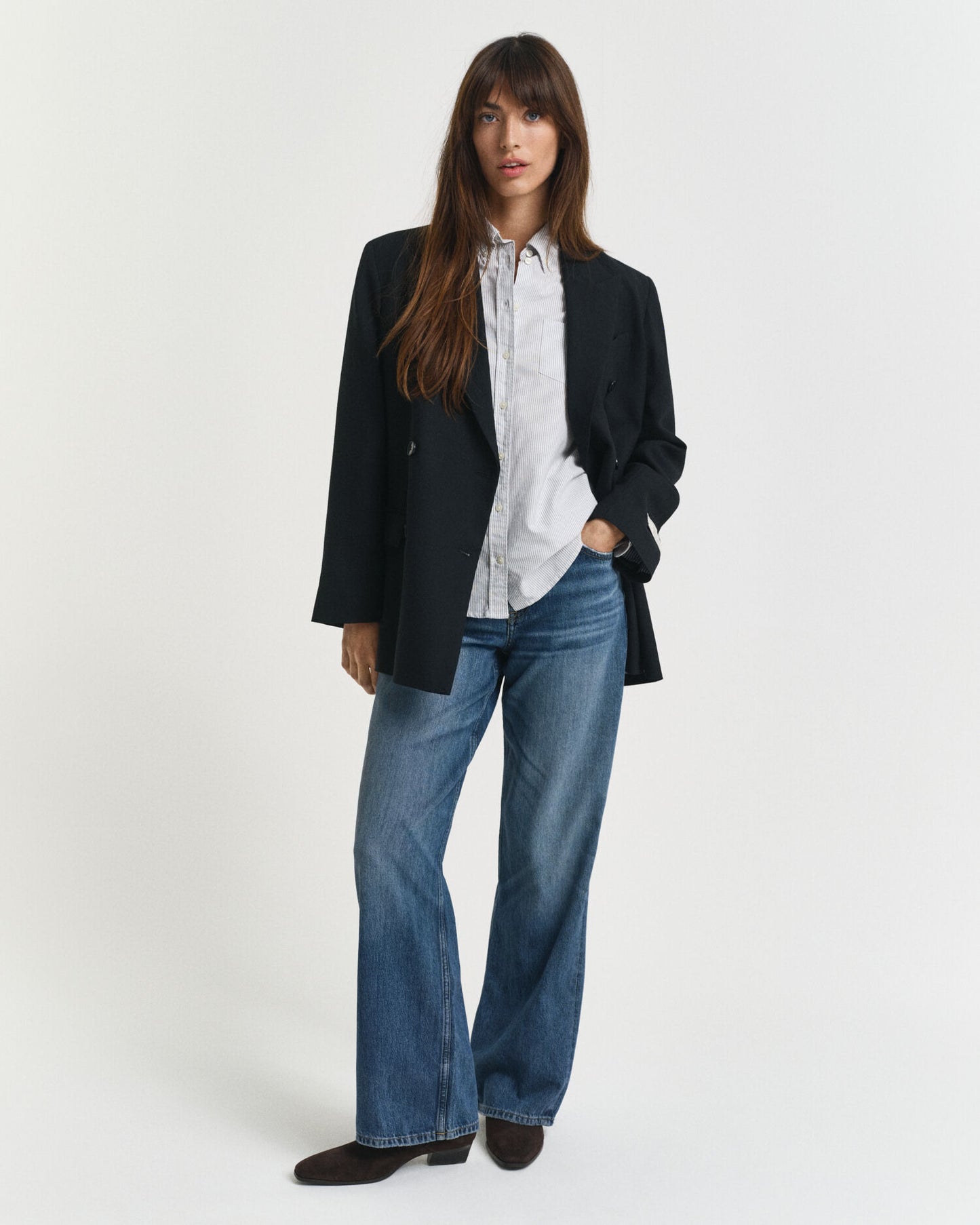 Chemise Oxford Classique à Rayures Coupe Droite