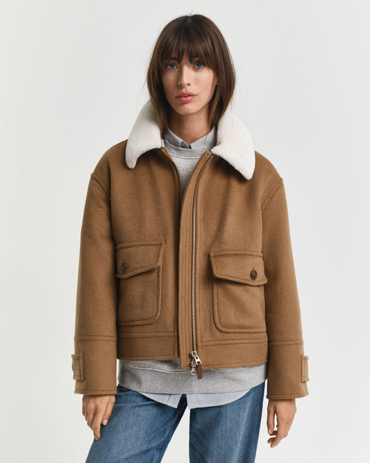 Blouson d'aviateur en mélange de laine