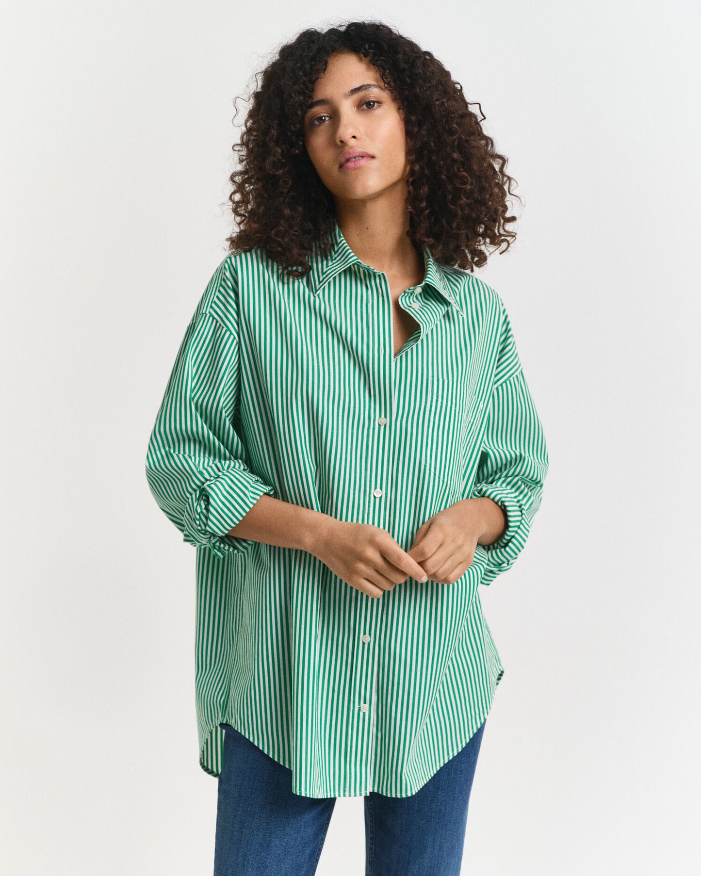 Oversized Popeline-Hemd mit klassischen Streifen