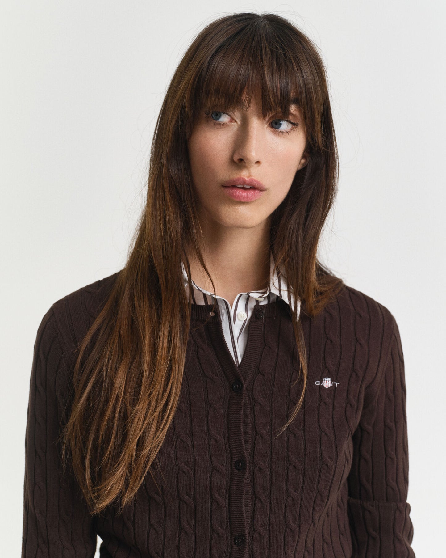 Cardigan aus Stretch-Baumwolle mit Zopfmuster