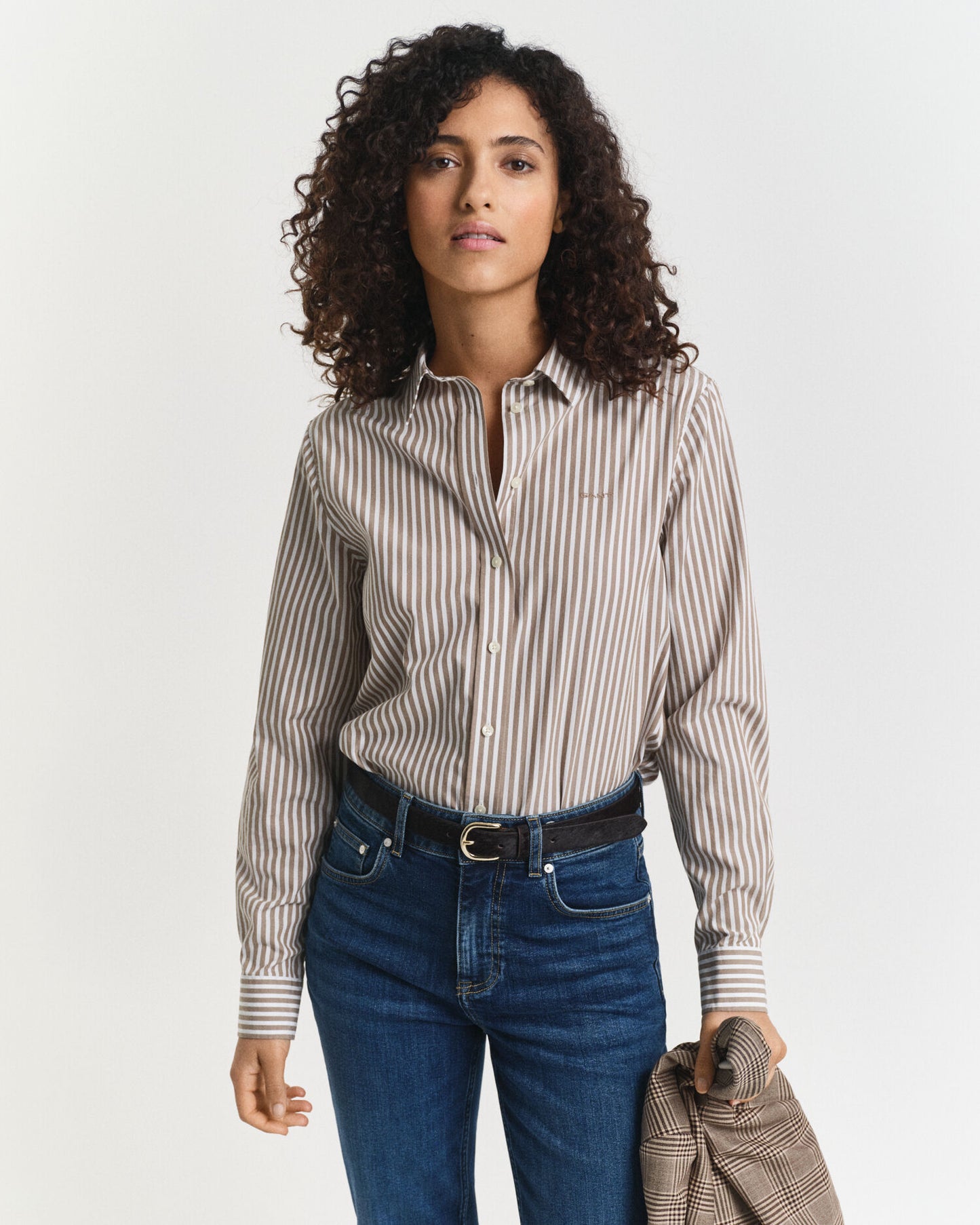 Chemise Popeline Rayée Classique Coupe Droite