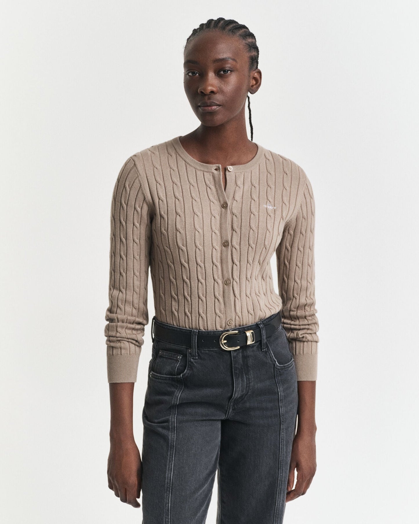 Cardigan en tricot torsadé de coton stretch
