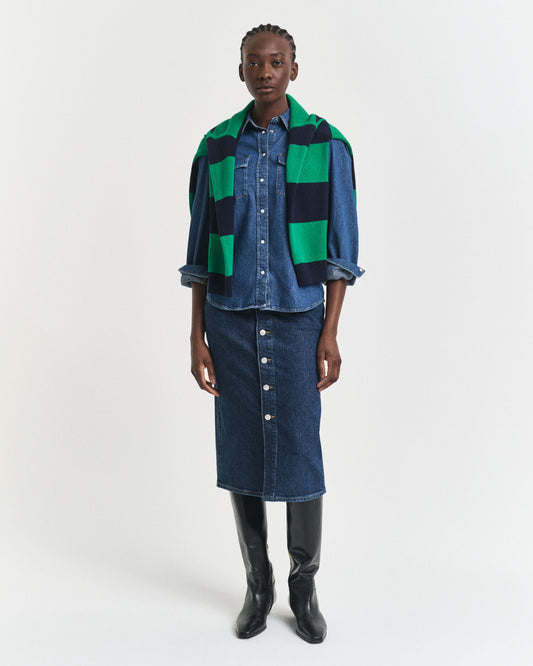 Jupe midi en jean boutonnée