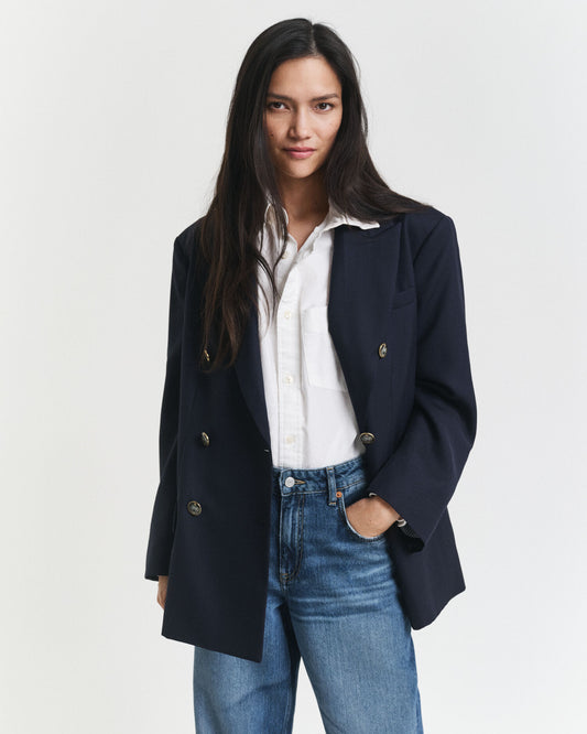 Blazer surdimensionné en hopsack de laine