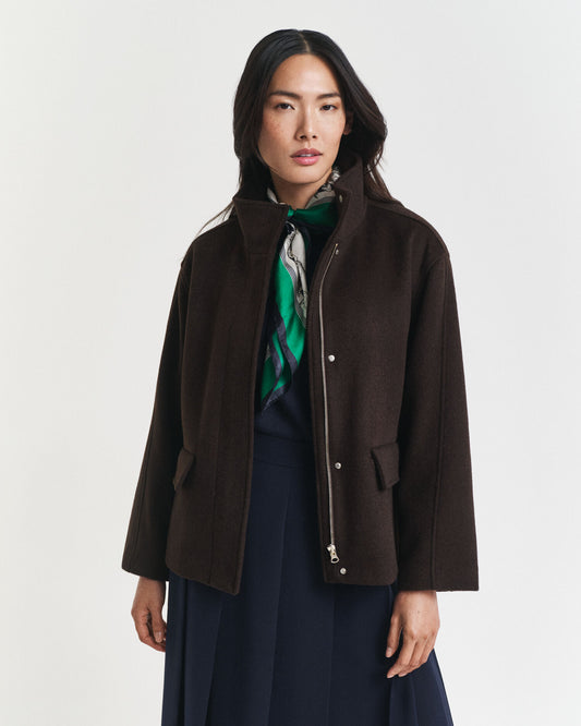 Blouson zippé court en laine