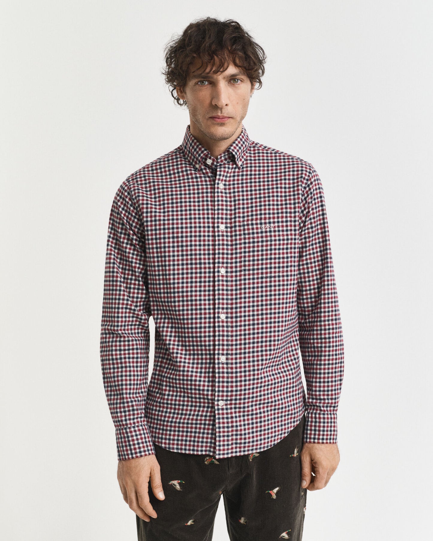 Chemise en twill de vichy coupe droite