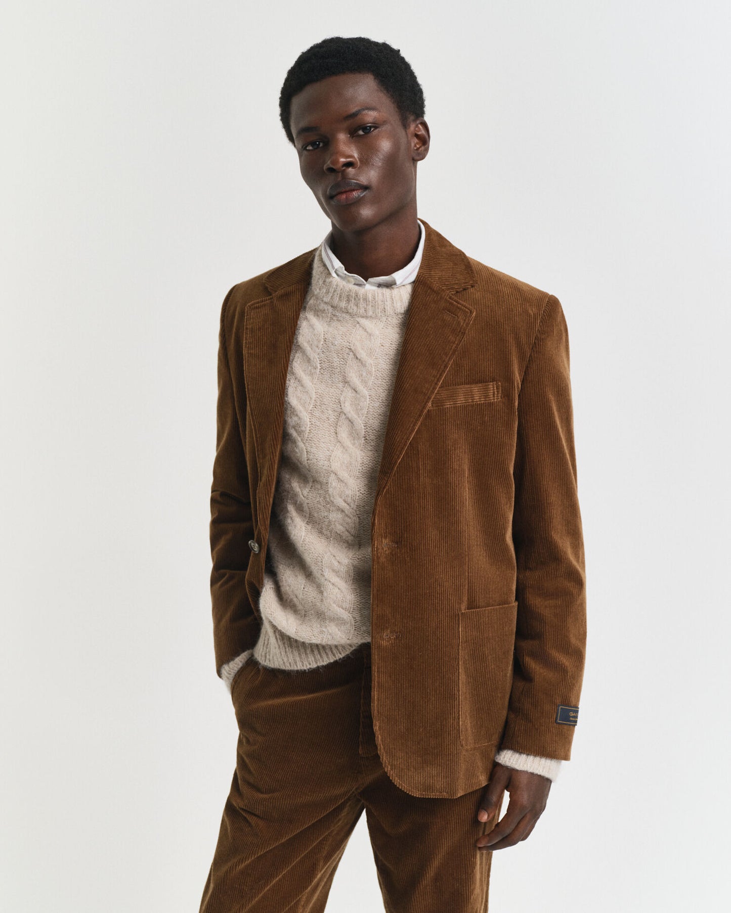 Blazer en velours côtelé coupe droite