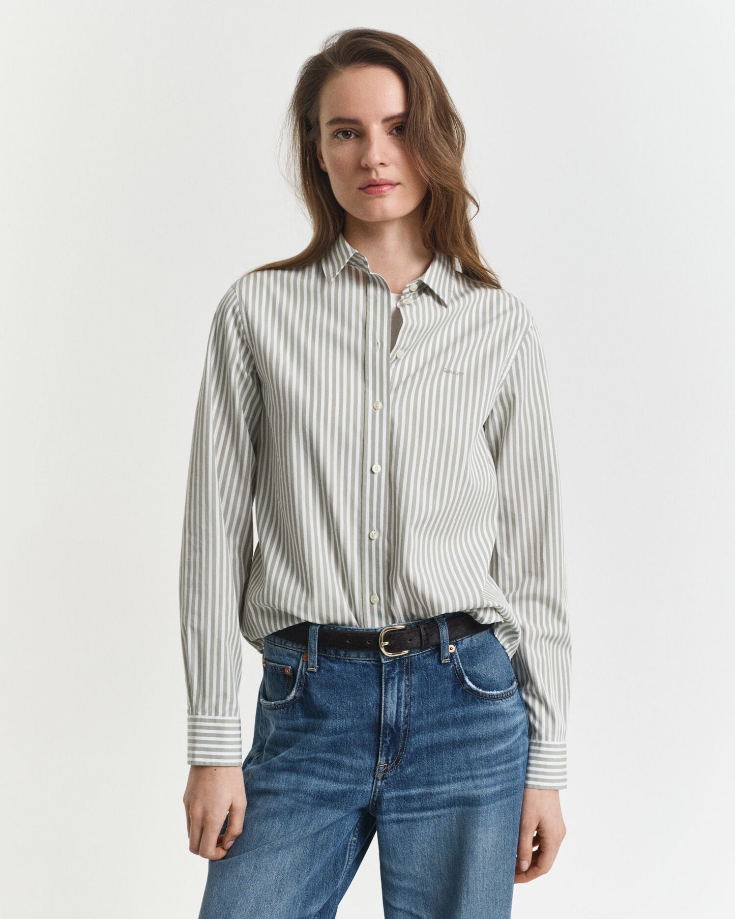 Chemise Popeline Rayée Classique Coupe Droite