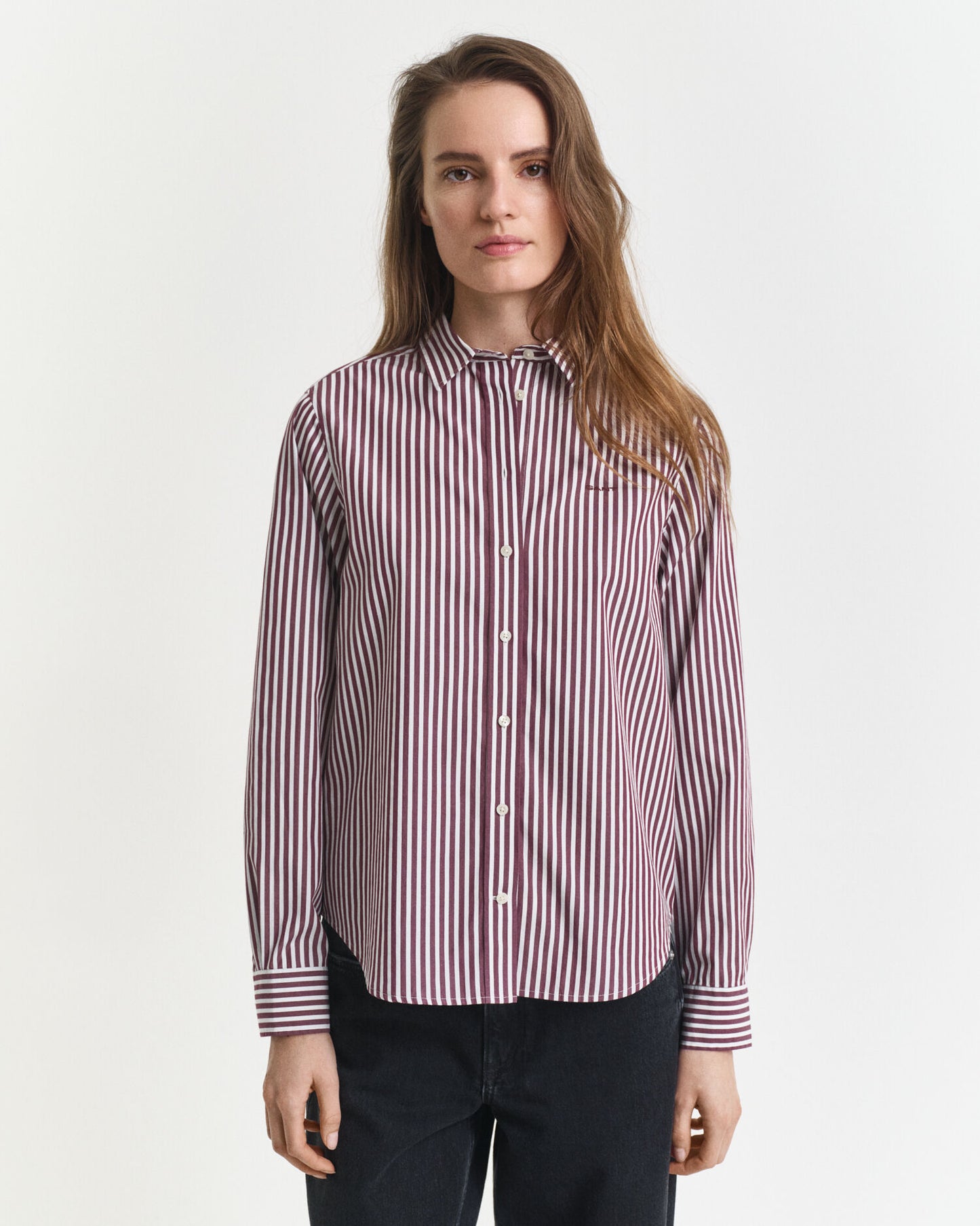 Chemise Popeline Classique Rayée Coupe Droite