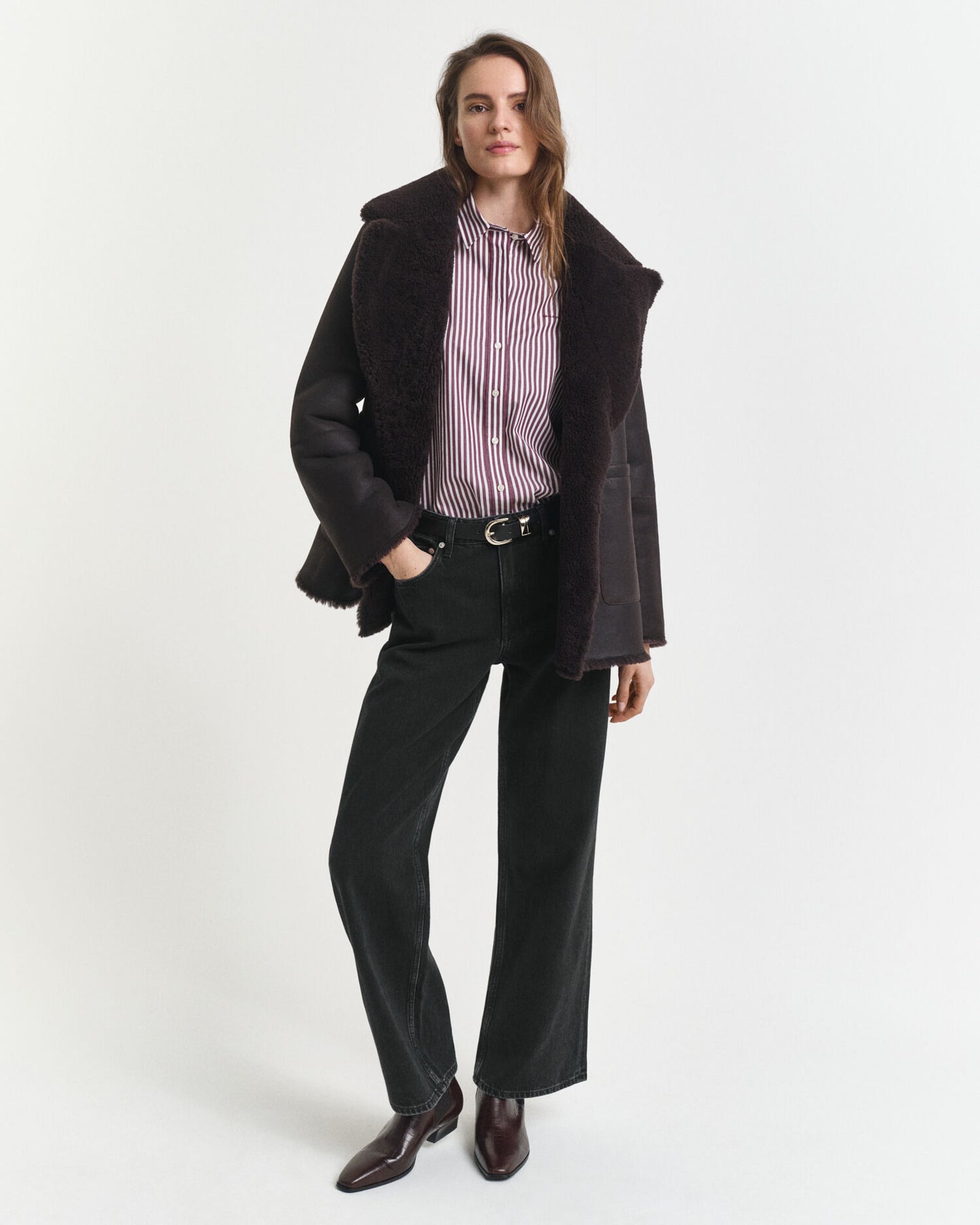 Chemise Popeline Classique Rayée Coupe Droite