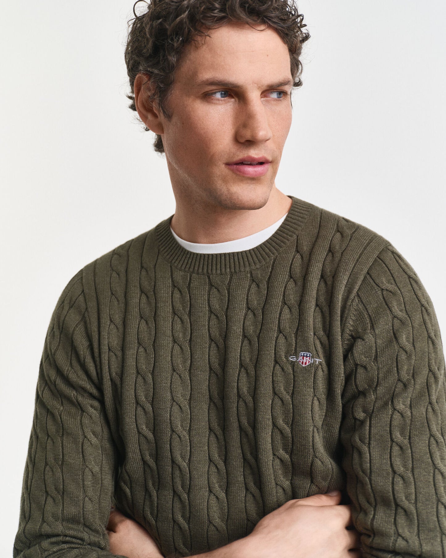Pull ras-du-cou en maille torsadée de coton