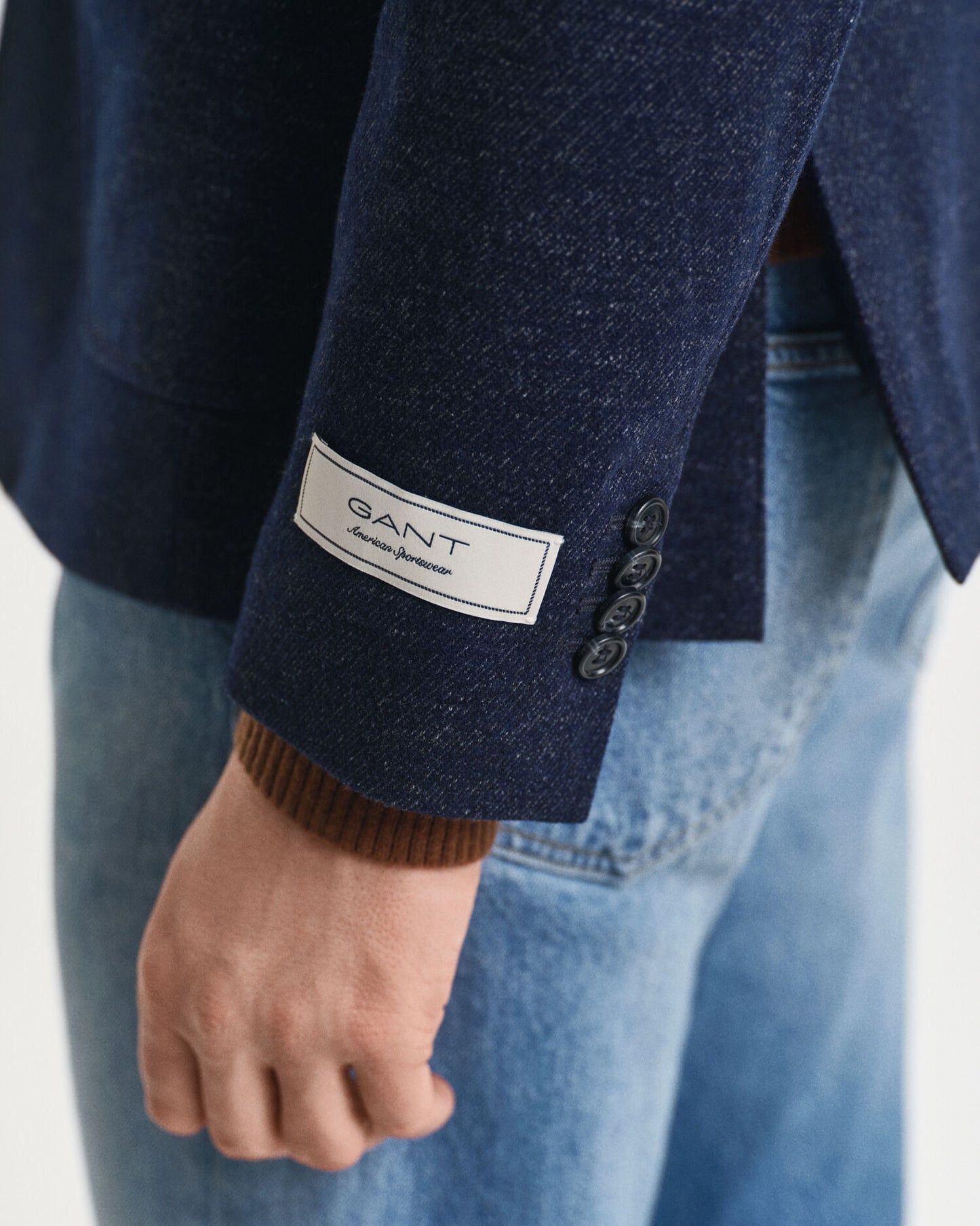 Blazer en jersey de laine et coton bicolore
