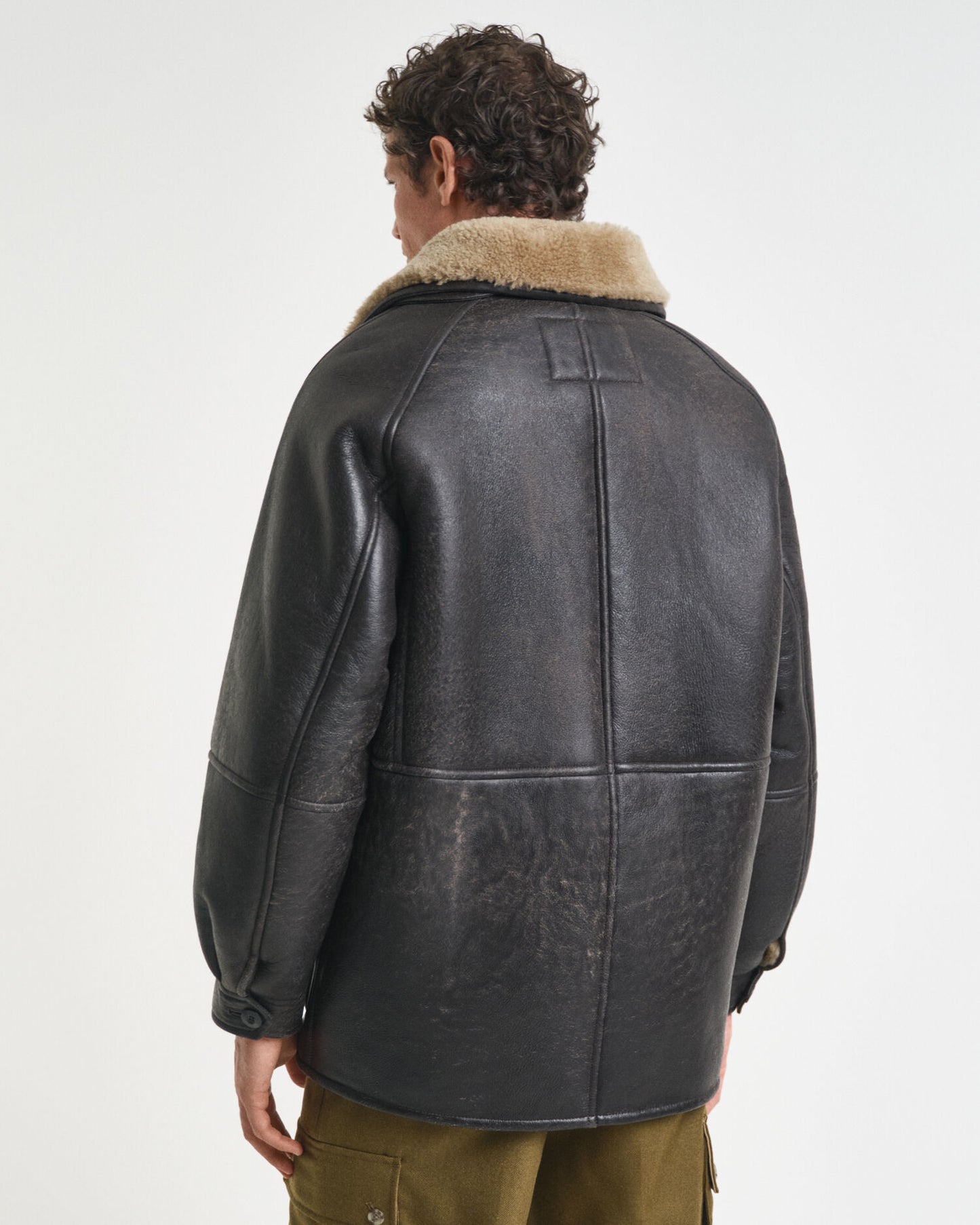 Eingetragene Lammfelljacke aus Leder