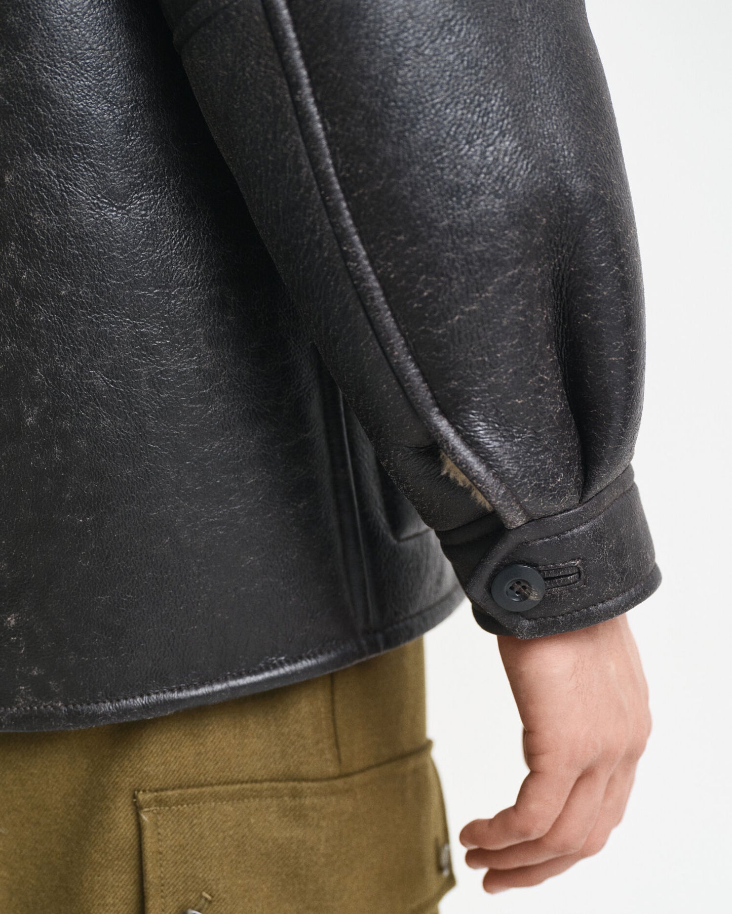 Eingetragene Lammfelljacke aus Leder