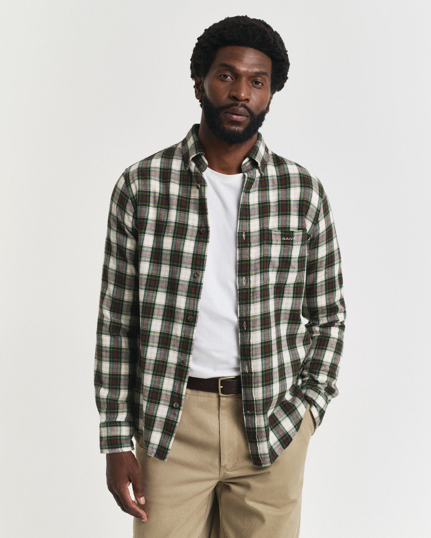 Chemise en flanelle quadrillée coupe droite motif usé