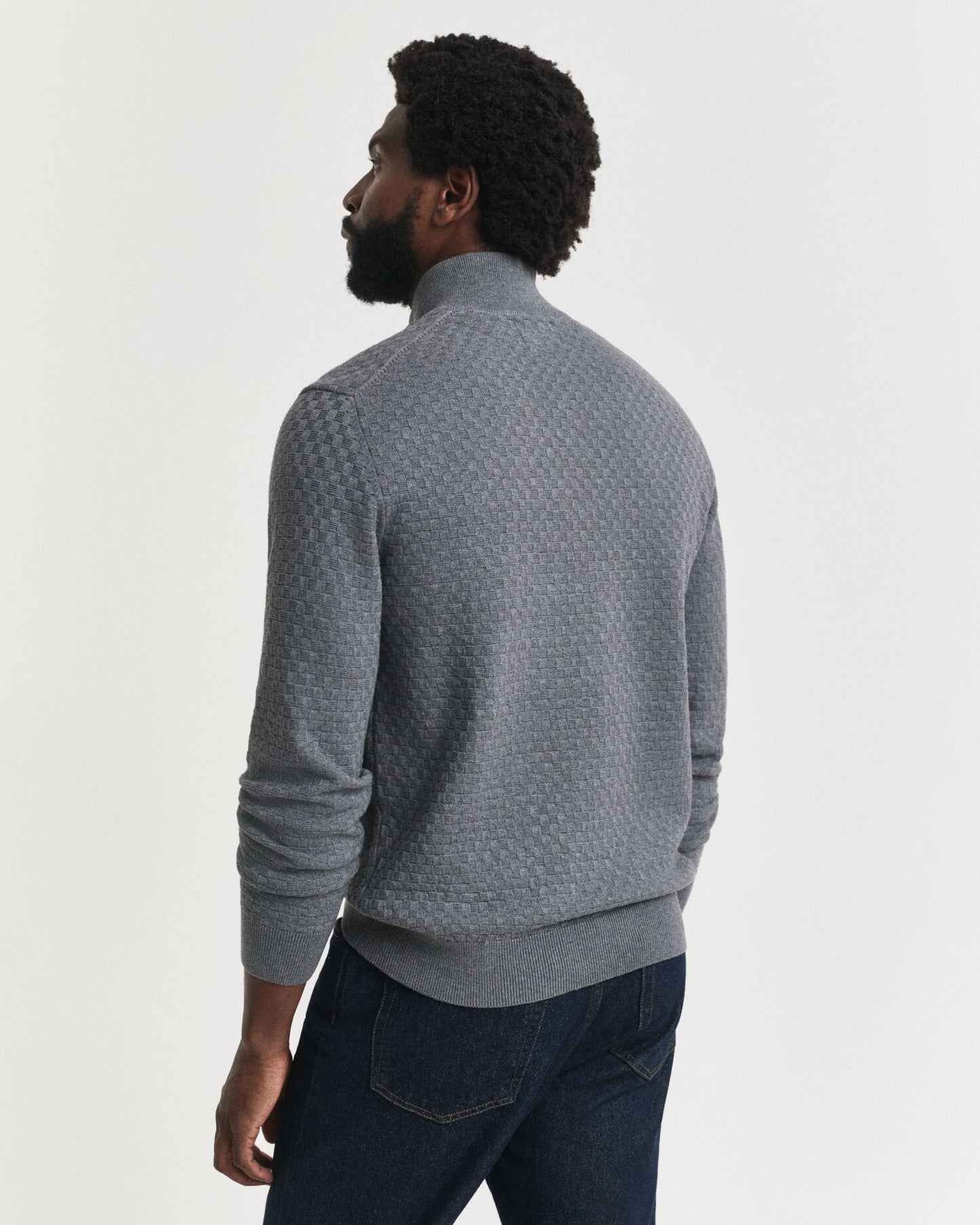 Feinstrukturierter Half-Zip-Pullover
