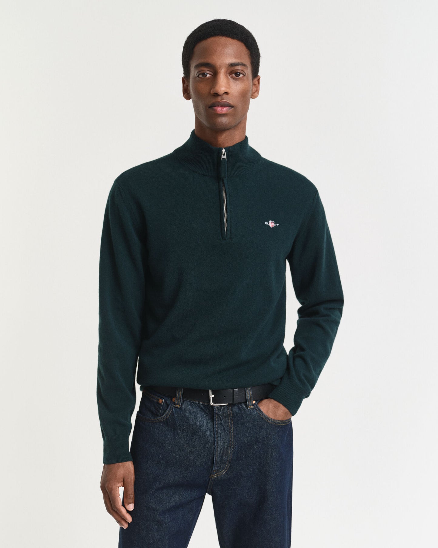 Pull demi-zip en lambswool superfine