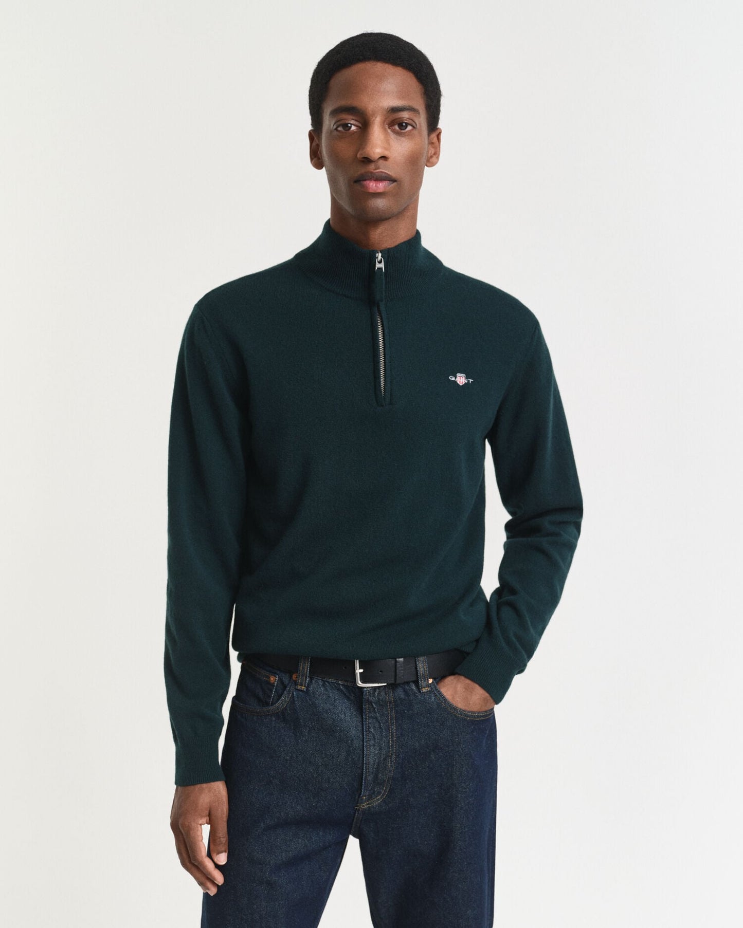Pull demi-zip en lambswool extrafin