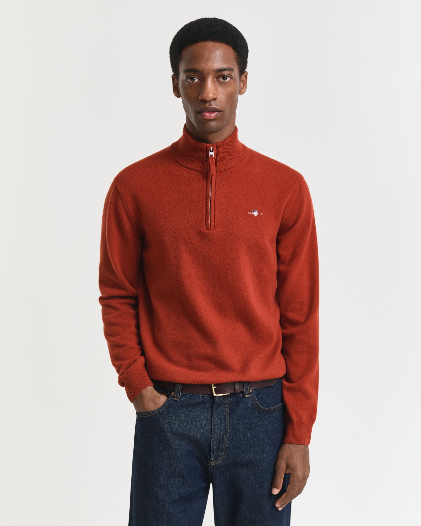 Halb-Zip-Pullover aus extrafeiner Lammwolle