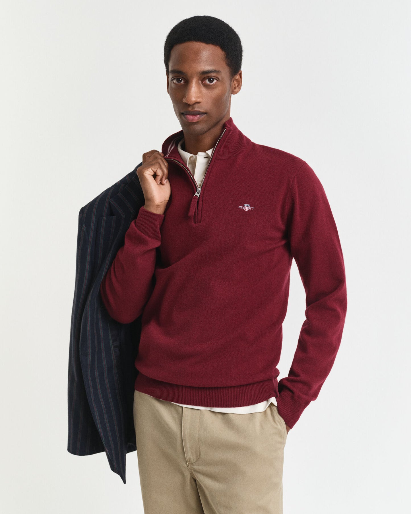Halb-Zip-Pullover aus extrafeiner Lammwolle