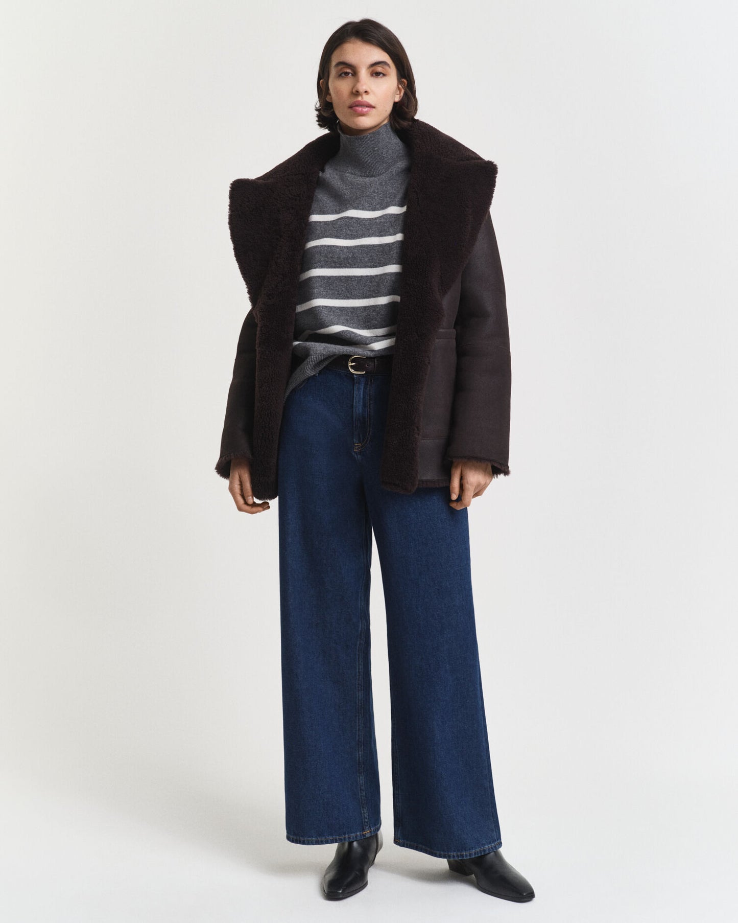 Pull col roulé en lambswool superfine à rayures