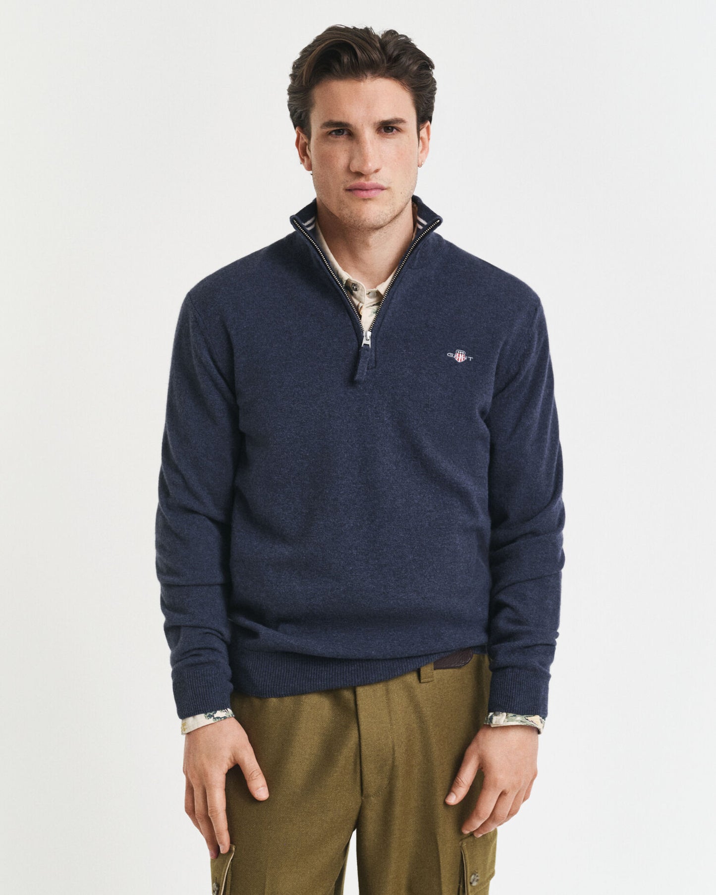 Halb-Zip-Pullover aus extrafeiner Lammwolle